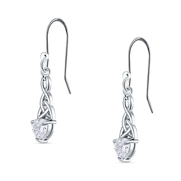 Celtic Trinity Heart Earrings Cubic Zirconia 925 Sterling Silver Wholesale